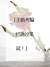 王皓考编，已通过笔试！