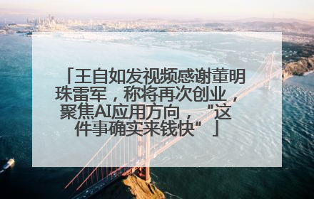 王自如发视频感谢董明珠雷军，称将再次创业，聚焦AI应用方向，“这件事确实来钱快”