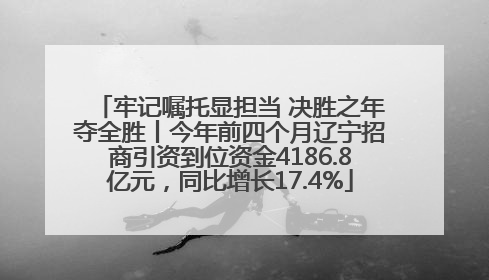 牢记嘱托显担当 决胜之年夺全胜丨今年前四个月辽宁招商引资到位资金4186.8亿元，同比增长17.4%