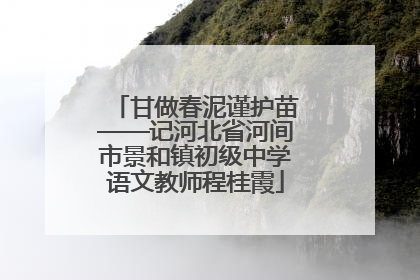 甘做春泥谨护苗——记河北省河间市景和镇初级中学语文教师程桂霞