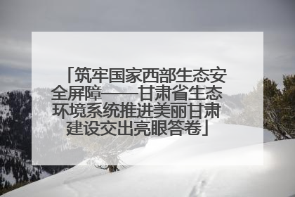 筑牢国家西部生态安全屏障——甘肃省生态环境系统推进美丽甘肃建设交出亮眼答卷