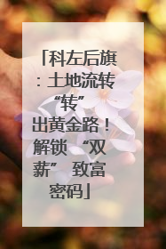 科左后旗：土地流转 “转” 出黄金路！解锁 “双薪” 致富密码