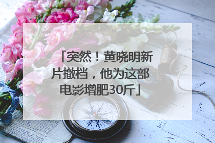 突然！黄晓明新片撤档，他为这部电影增肥30斤
