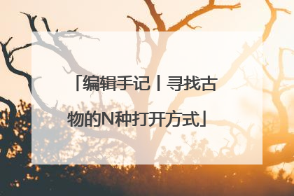 编辑手记丨寻找古物的N种打开方式