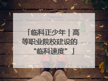 临科正少年｜高等职业院校建设的“临科速度”