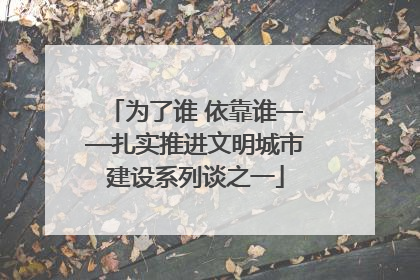 为了谁 依靠谁——扎实推进文明城市建设系列谈之一