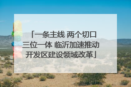 一条主线 两个切口 三位一体 临沂加速推动开发区建设领域改革