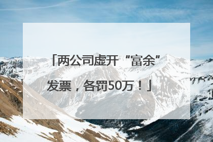 两公司虚开“富余”发票，各罚50万！