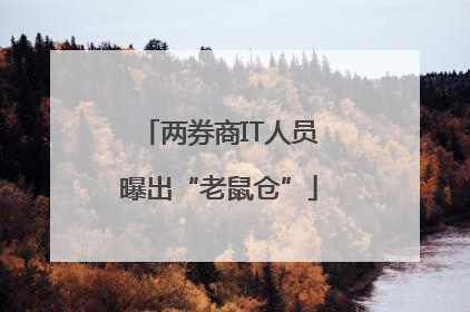 两券商IT人员曝出“老鼠仓”