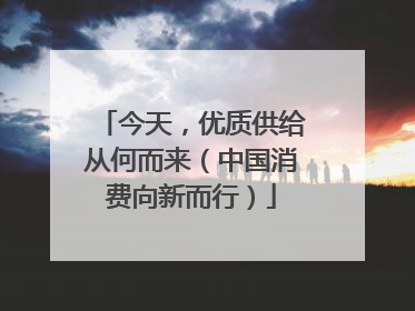 今天，优质供给从何而来（中国消费向新而行）