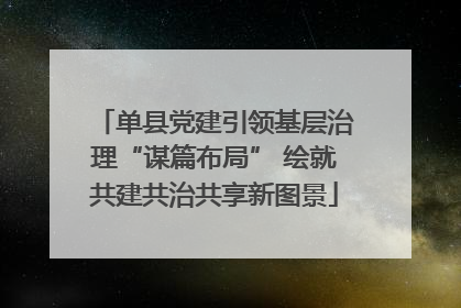 单县党建引领基层治理“谋篇布局” 绘就共建共治共享新图景
