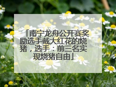 南宁龙舟公开赛奖励选手戴大红花的烧猪，选手：前三名实现烧猪自由