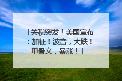 关税突发！美国宣布：加征！波音，大跌！甲骨文，暴涨！