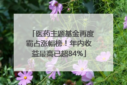 医药主题基金再度霸占涨幅榜！年内收益最高已超84%