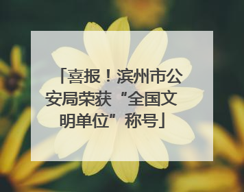 喜报！滨州市公安局荣获“全国文明单位”称号