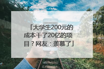 大学生200元的成本干了20亿的项目？网友：羡慕了