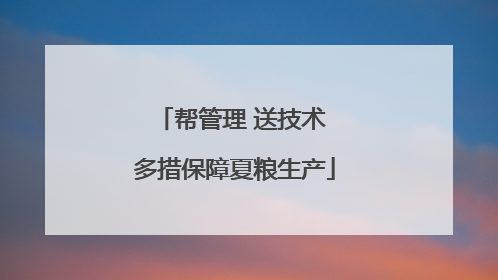 帮管理 送技术 多措保障夏粮生产
