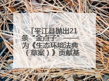 平江县抛出21条“金点子”——为《生态环境法典（草案）》贡献基层智慧