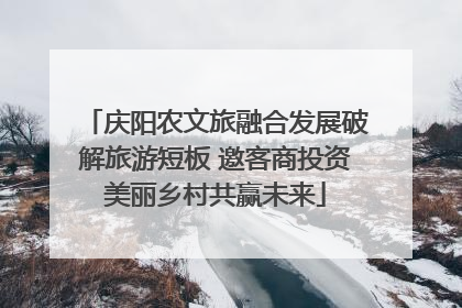 庆阳农文旅融合发展破解旅游短板 邀客商投资美丽乡村共赢未来