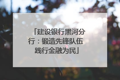 建设银行黑河分行：锻造先锋队伍 践行金融为民