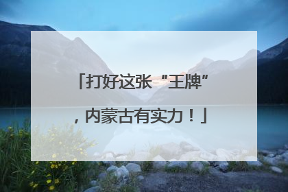 打好这张“王牌”，内蒙古有实力！