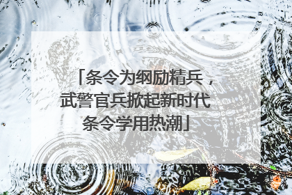 条令为纲励精兵，武警官兵掀起新时代条令学用热潮