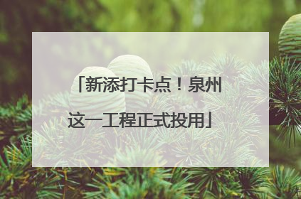 新添打卡点！泉州这一工程正式投用