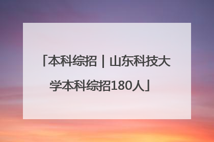 本科综招｜山东科技大学本科综招180人