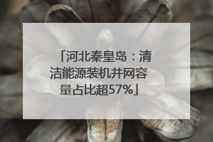 河北秦皇岛：清洁能源装机并网容量占比超57%