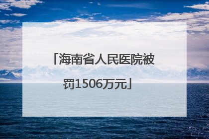 海南省人民医院被罚1506万元