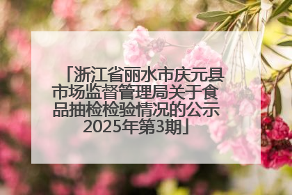 浙江省丽水市庆元县市场监督管理局关于食品抽检检验情况的公示2025年第3期