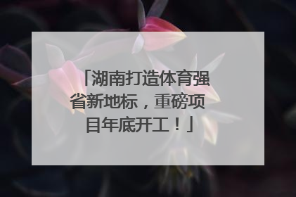 湖南打造体育强省新地标，重磅项目年底开工！