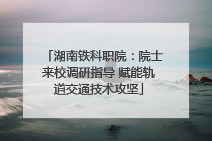 湖南铁科职院：院士来校调研指导 赋能轨道交通技术攻坚