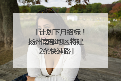 计划下月招标！扬州南部地区将建2条快速路