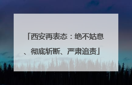 西安再表态：绝不姑息、彻底斩断、严肃追责