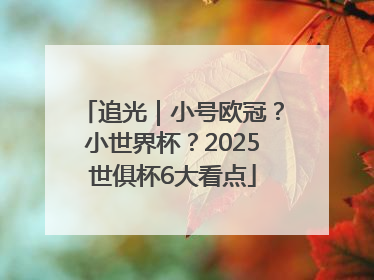 追光｜小号欧冠？小世界杯？2025世俱杯6大看点