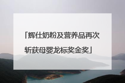 辉仕奶粉及营养品再次斩获母婴龙标奖金奖