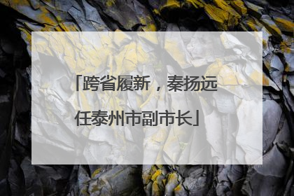 跨省履新，秦扬远任泰州市副市长