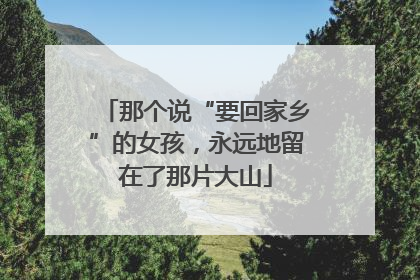 那个说“要回家乡”的女孩，永远地留在了那片大山