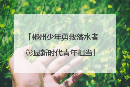 郴州少年勇救落水者 彰显新时代青年担当