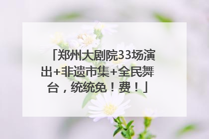 郑州大剧院33场演出+非遗市集+全民舞台，统统免！费！