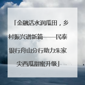 金融活水润瓜田，乡村振兴谱新篇——民泰银行舟山分行助力朱家尖西瓜甜蜜升级