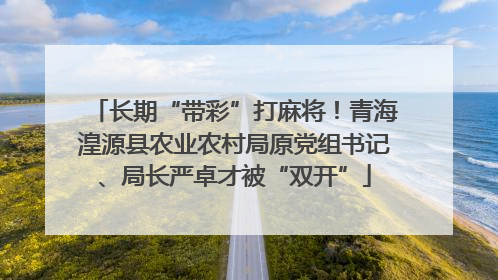 长期“带彩”打麻将！青海湟源县农业农村局原党组书记、局长严卓才被“双开”