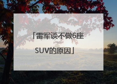 雷军谈不做6座SUV的原因