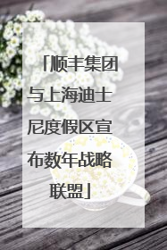 顺丰集团与上海迪士尼度假区宣布数年战略联盟