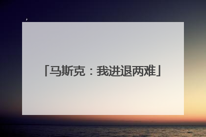马斯克：我进退两难