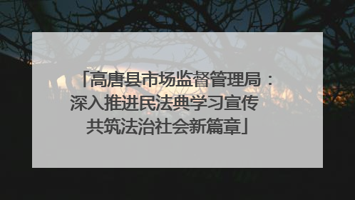 高唐县市场监督管理局：深入推进民法典学习宣传 共筑法治社会新篇章