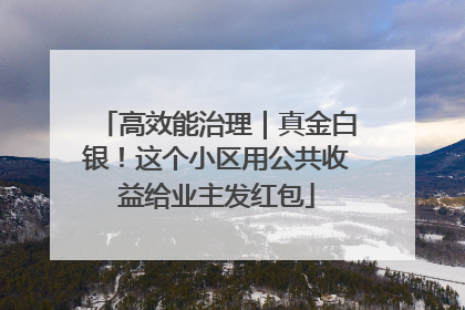 高效能治理｜真金白银！这个小区用公共收益给业主发红包