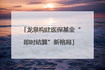 龙泉构建医保基金“即时结算”新格局
