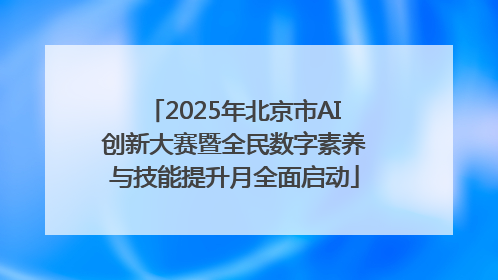 2025年北京市AI创新大赛暨全民数字素养与技能提升月全面启动